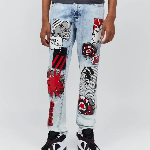 REASON CLOTHING NEW YORK Premium Denim And Goods Comic Denim Jeans Multi Size 40 - Picture 3 of 16